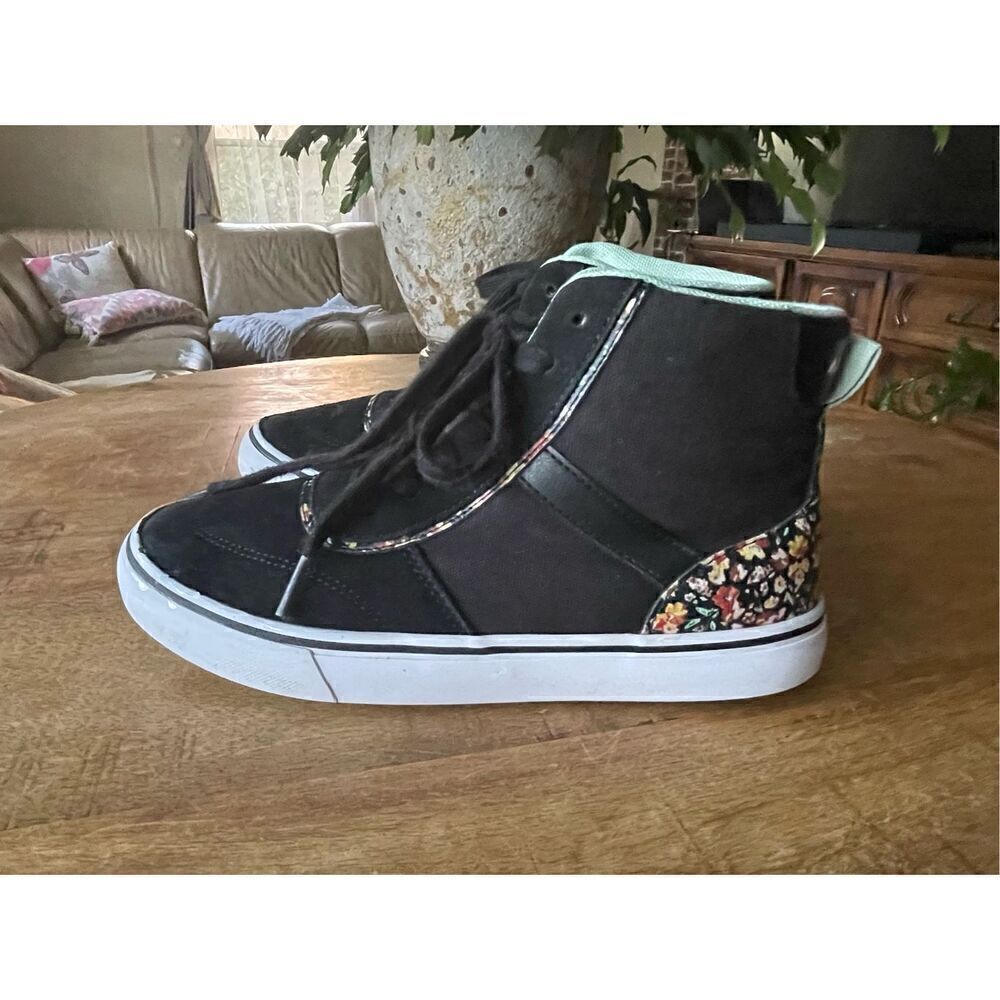 AIRWALK Black High Top Genuine Suede/ Canvas Sneakers Shoes for Girls Size USA 6